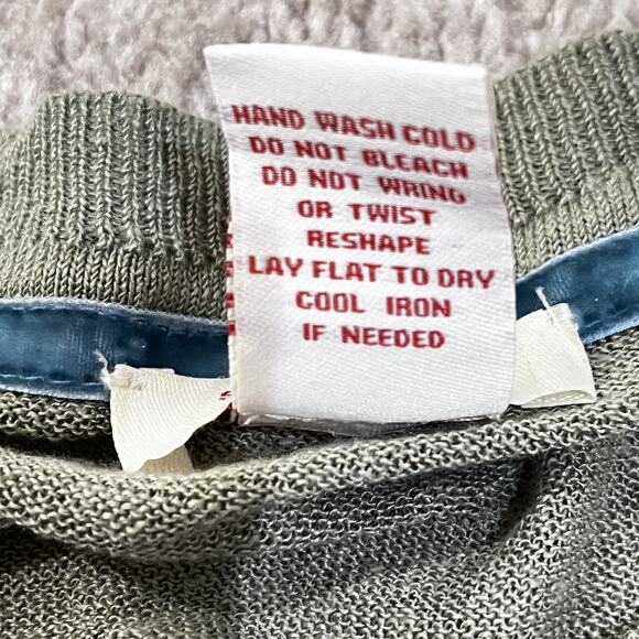 Sundance Cardigan Sweater Womens Medium Green Silk Front Floral Print Knit - Picture 7 of 7